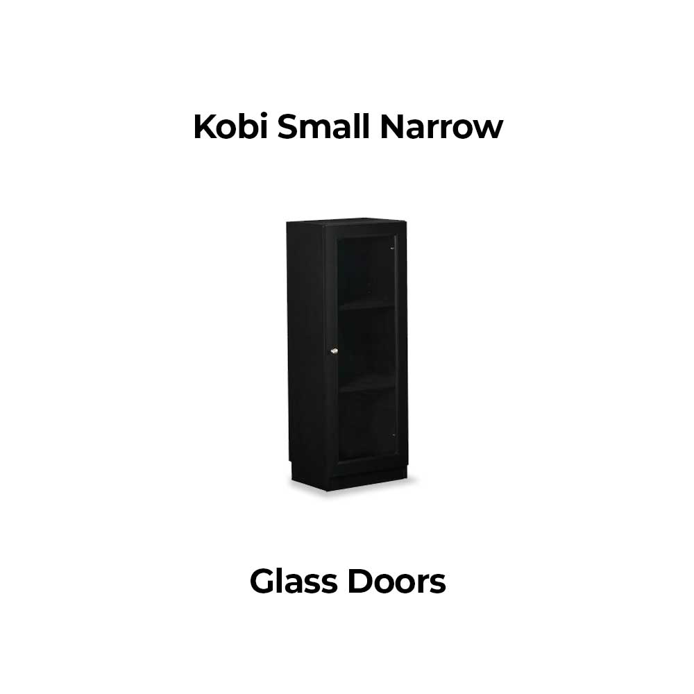 Kobi Small Narrow Bookcase with Glass Shelving • Display your gems 💎
